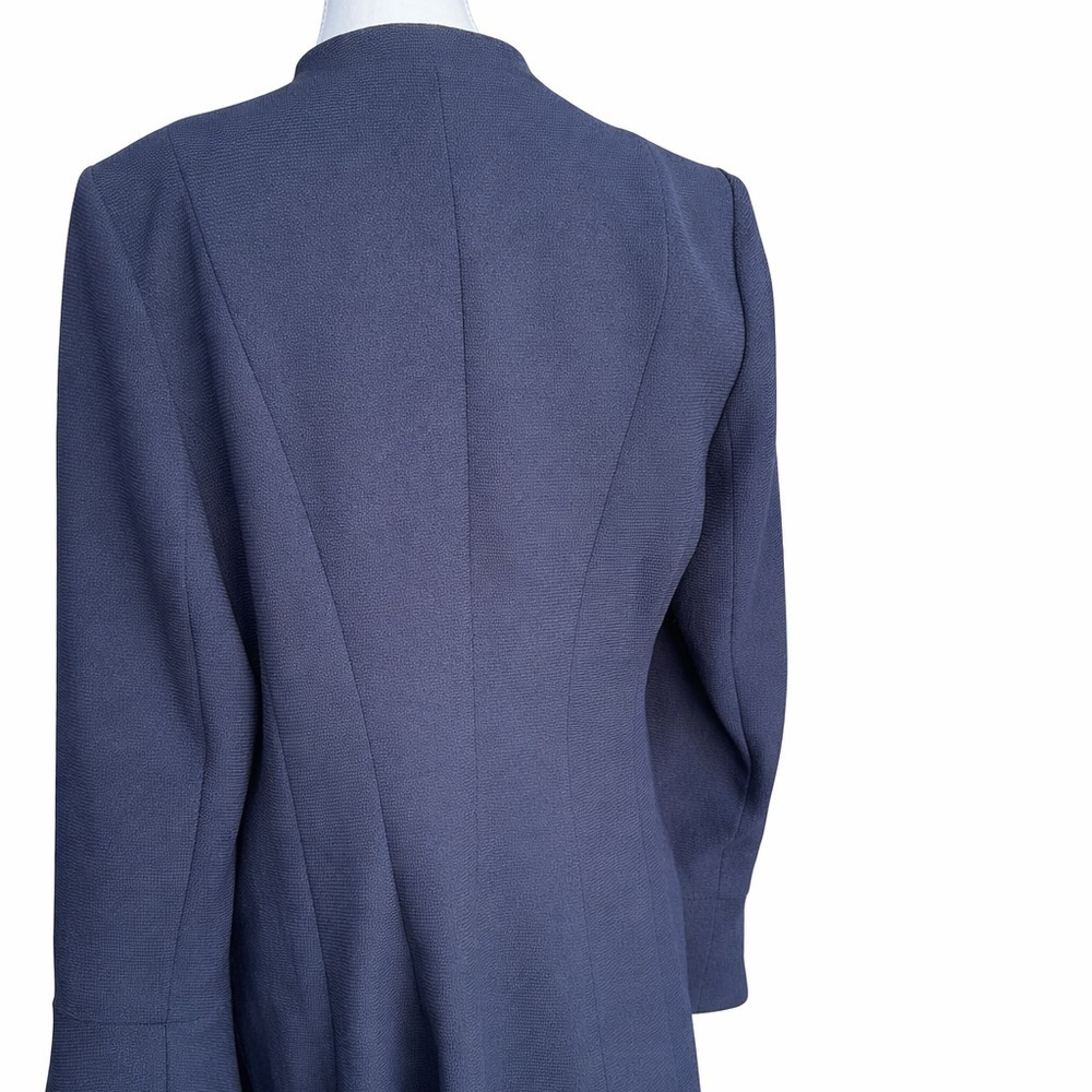 Club Monaco Navy Textured Tailored Jacket with Flared Cuffs | Size 12 - Picture 2 of 4